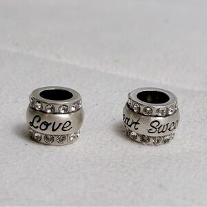 Brighton Love & Sweetheart Beads Brushed Silver Plated Swarovski Crystals 7/16"